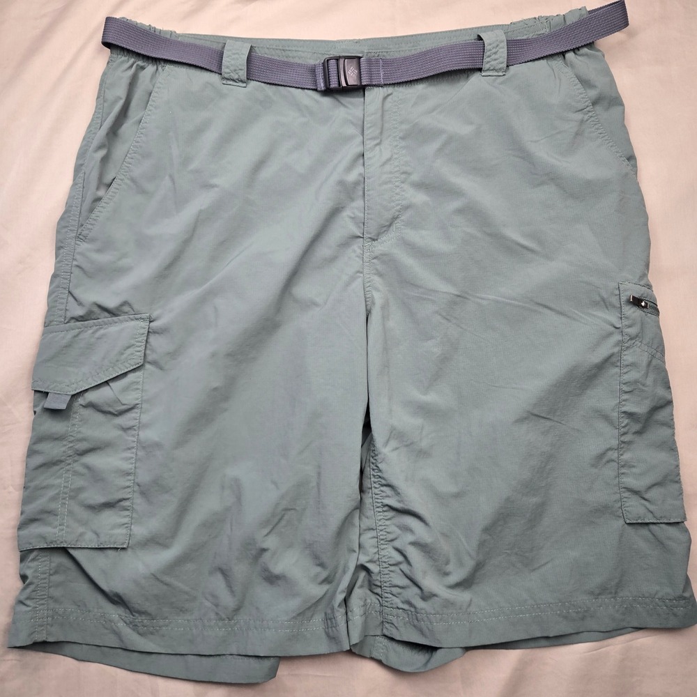 Columbia Omni-Shade Cargo Shorts Mens 40 Sage Green Hiking Utility Belted 12